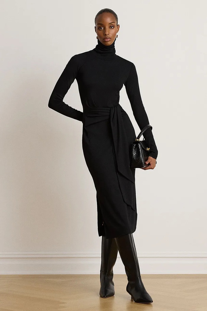 Sukienka z bawełną Lauren Ralph Lauren czarny 200980028