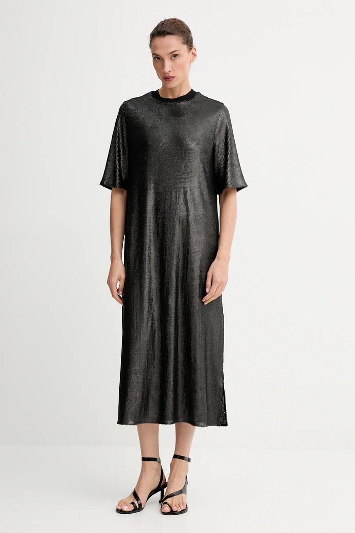 Φόρεμα AllSaints ANNA στρογγυλό μαύρο W066DD
