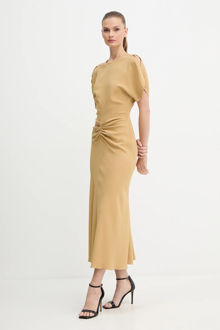 Рокля Victoria Beckham 1425WDR005227C бежов AW25