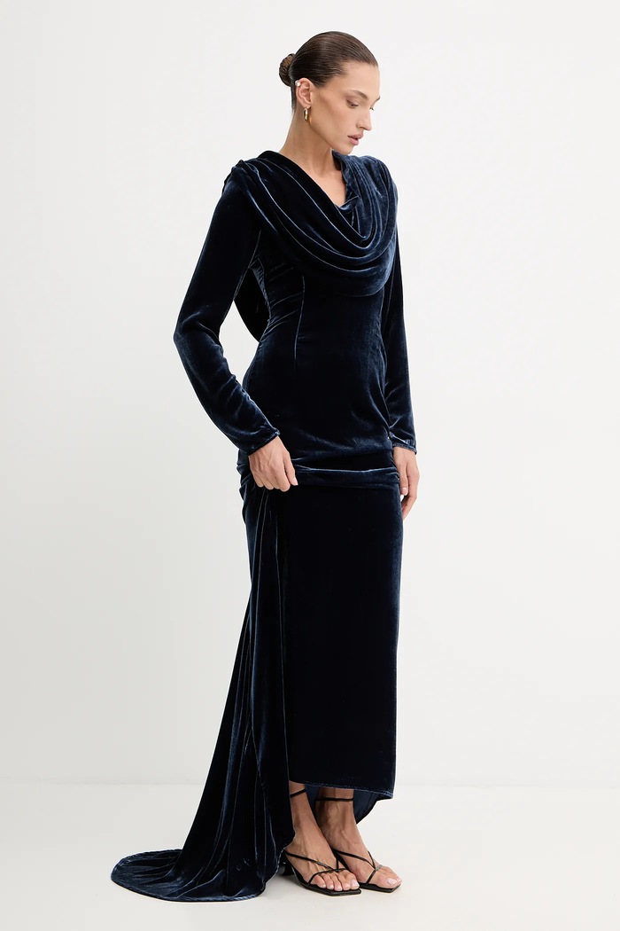 Rochie din amestec de mătase Rotate albastru 1149191192