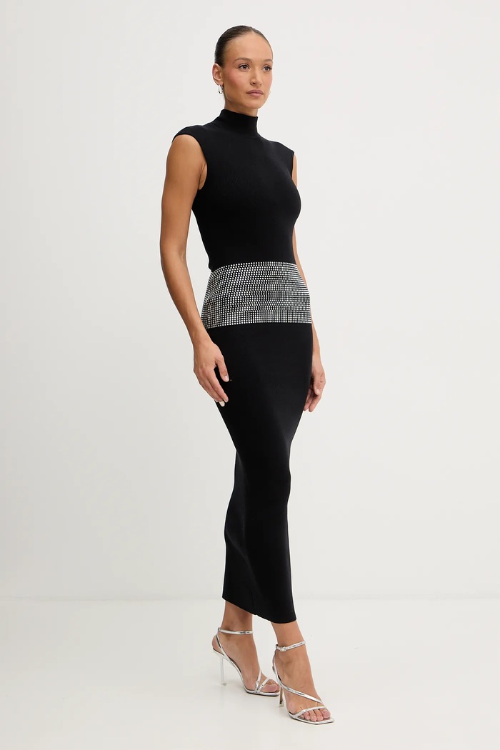Φόρεμα με μείγμα κασμίρι Retrofete Leontine R.FW25.11784.17 μαύρο AW25