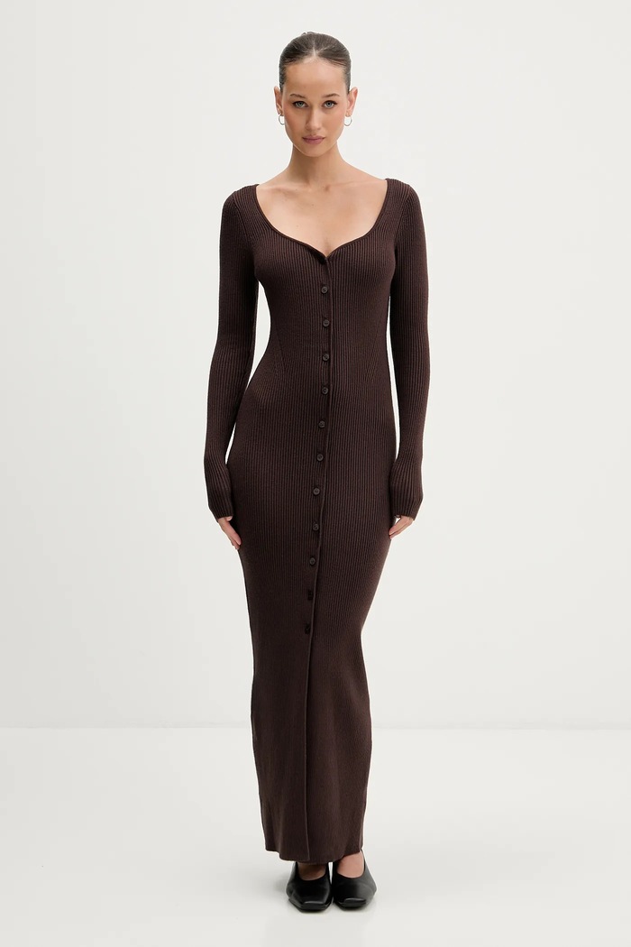 Šaty Abercrombie & Fitch midi hnědá KI159.6293.450