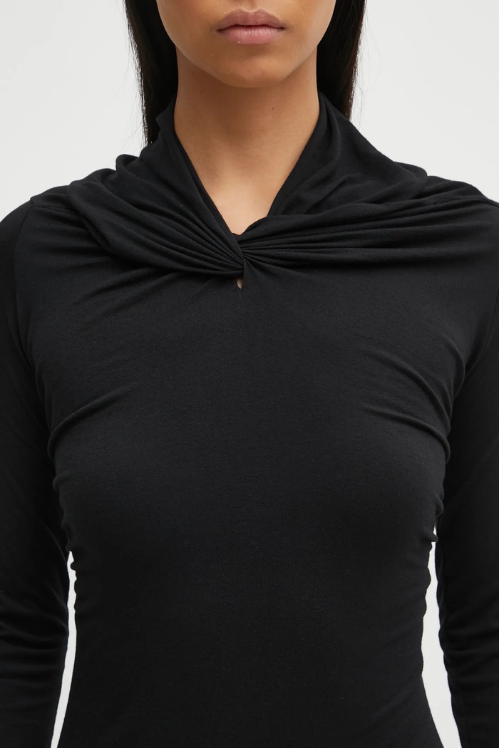 Haljina s dodatkom kašmira Rick Owens Lilies Kairo crna LI02E3568.JBWS