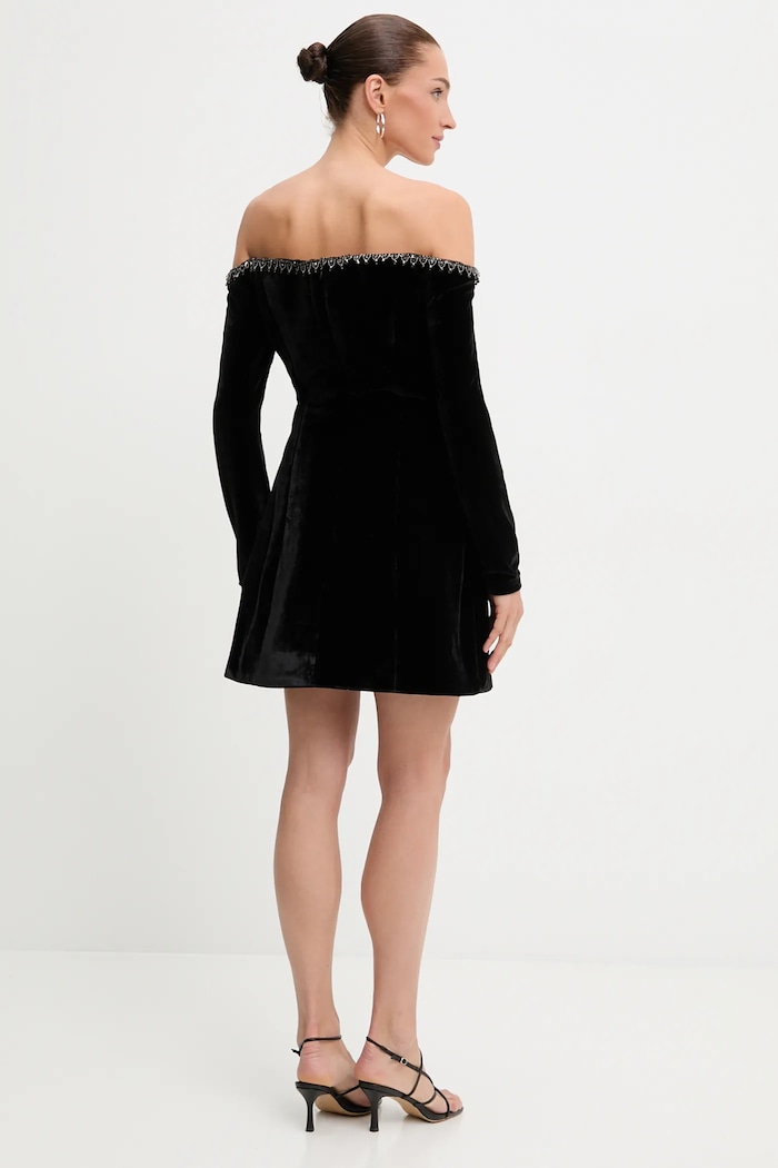 Îmbrăcăminte Bardot rochie de catifea 59528DB2 negru