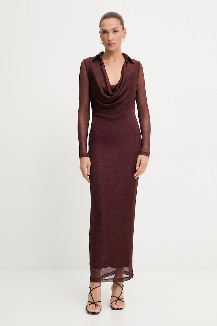 Bardot rochie maxi burgundia 59613DB1