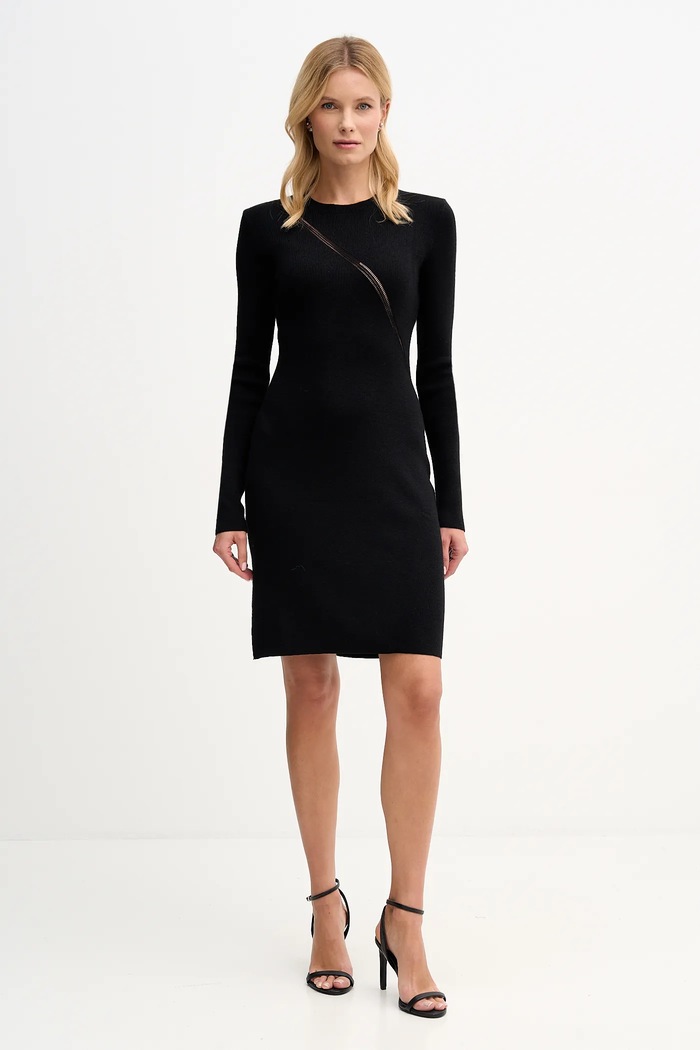 Sisley gyapjú ruha 1QNQLV011 fekete AW25