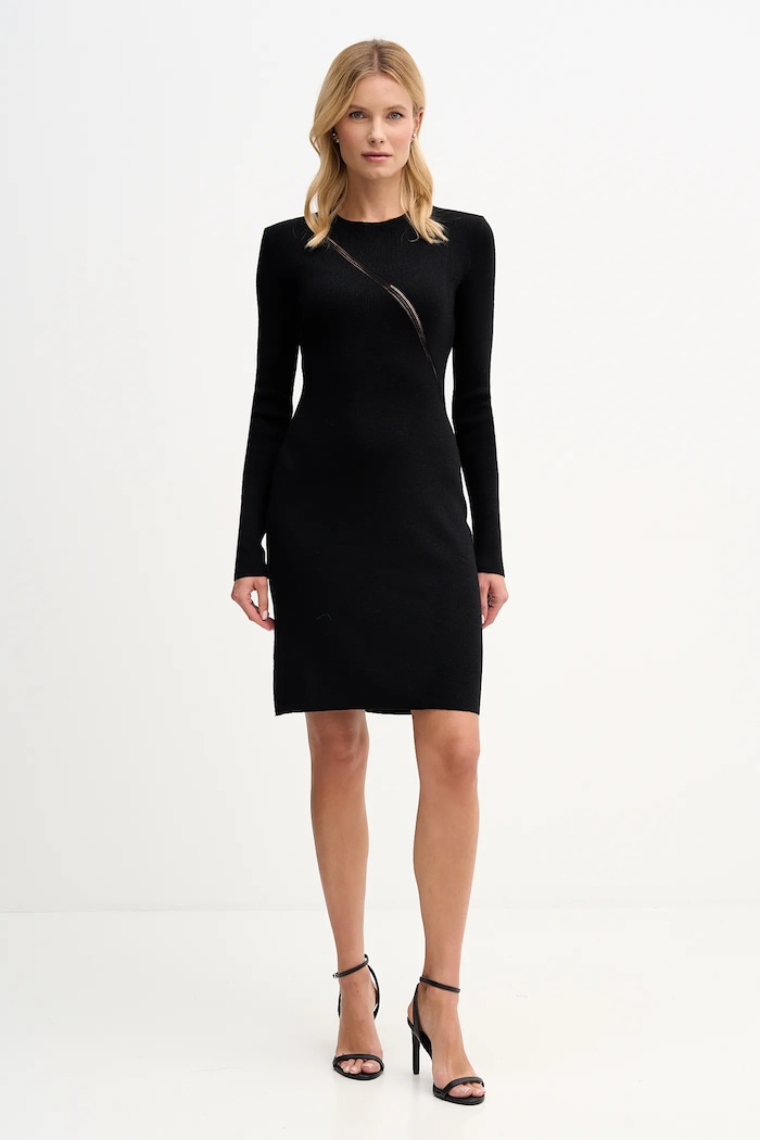 Sisley gyapjú ruha 1QNQLV011 fekete AW25