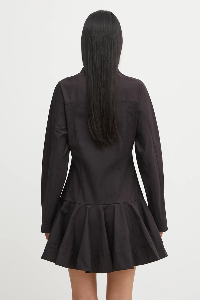 Clothing GANNI dress Stretch Cotton Buttoned Mini W1001 black