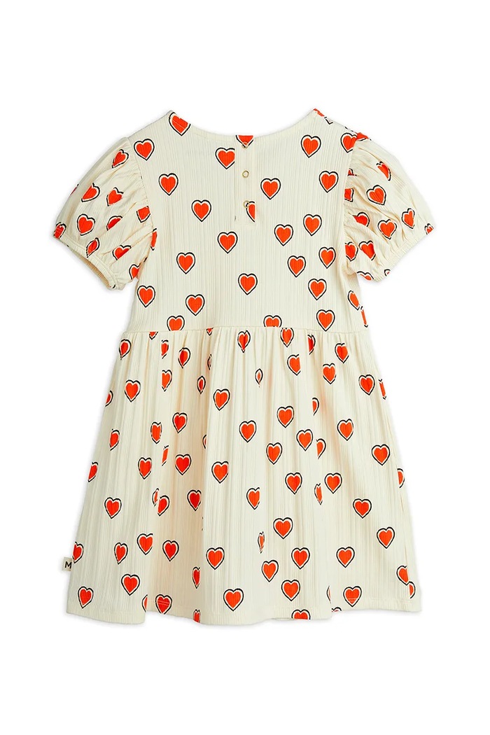 Dječja haljina Mini Rodini Outlined hearts 2565010211 bež AW25