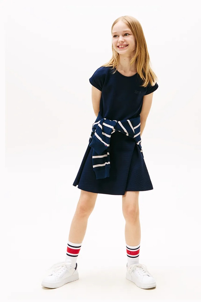 Φόρεμα Tommy Hilfiger βαμβάκι σκούρο μπλε KG0KG08706.128.176.9BYA