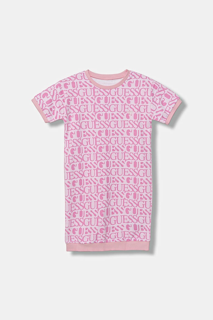 Dětské bavlněné šaty Guess mini růžová J5YK07.KAD74.9BYA