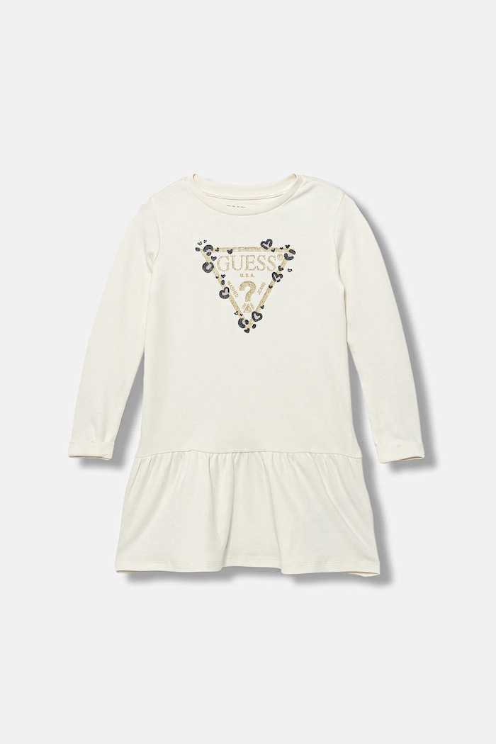 Guess sukienka bawełniana dziecięca nadruk beżowy K3YK13.KA6W4.9BYA
