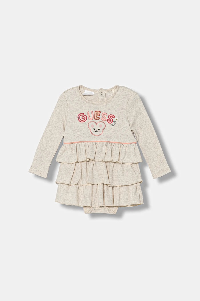 Guess sukienka bawełniana niemowlęca rozkloszowany beżowy S5YG06.KAE14.9BYA