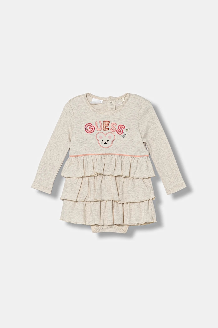 Guess sukienka bawełniana niemowlęca rozkloszowany beżowy S5YG06.KAE14.9BYA