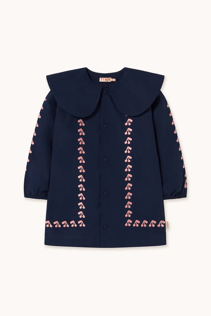 Dievčenské bavlnené šaty Tinycottons MINI CHERRIES DRESS AW25.405 tmavomodrá AW25