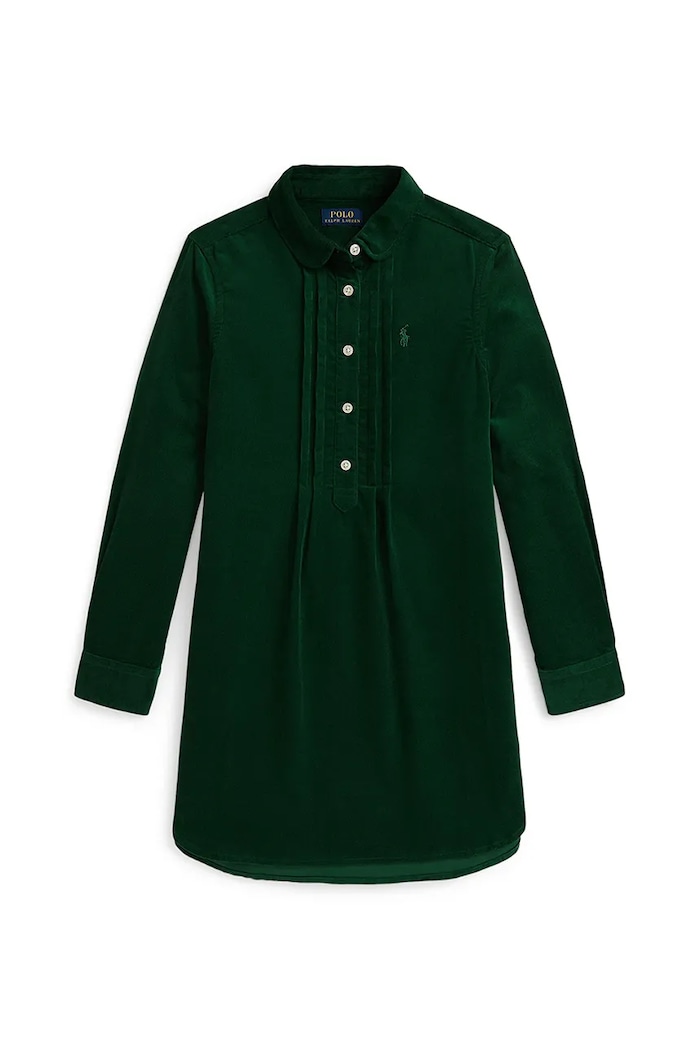 Dječja pamučna haljina Polo Ralph Lauren pamuk zelena 313A98220001