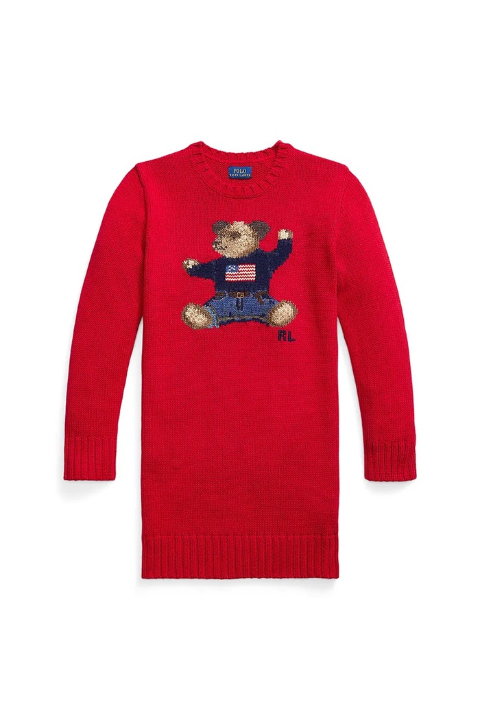 Παιδικό βαμβακερό φόρεμα Polo Ralph Lauren βαμβάκι κόκκινο 313978873001