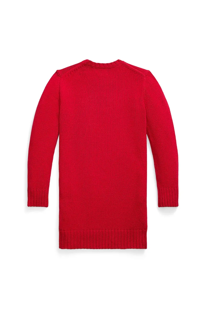 Παιδικό βαμβακερό φόρεμα Polo Ralph Lauren 313978873001 κόκκινο AW25