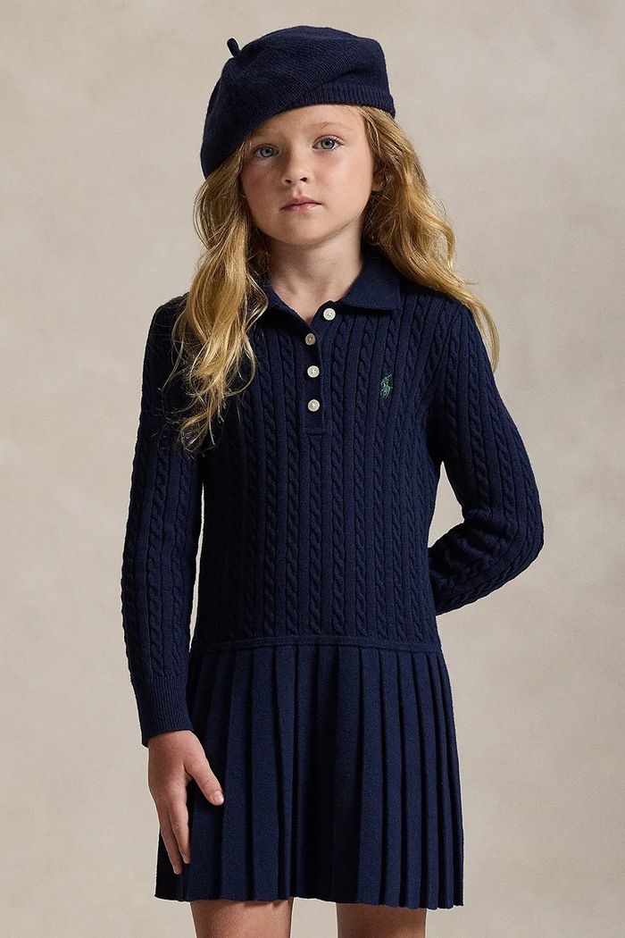 Polo Ralph Lauren vestito di cotone bambina blu navy 312978841001