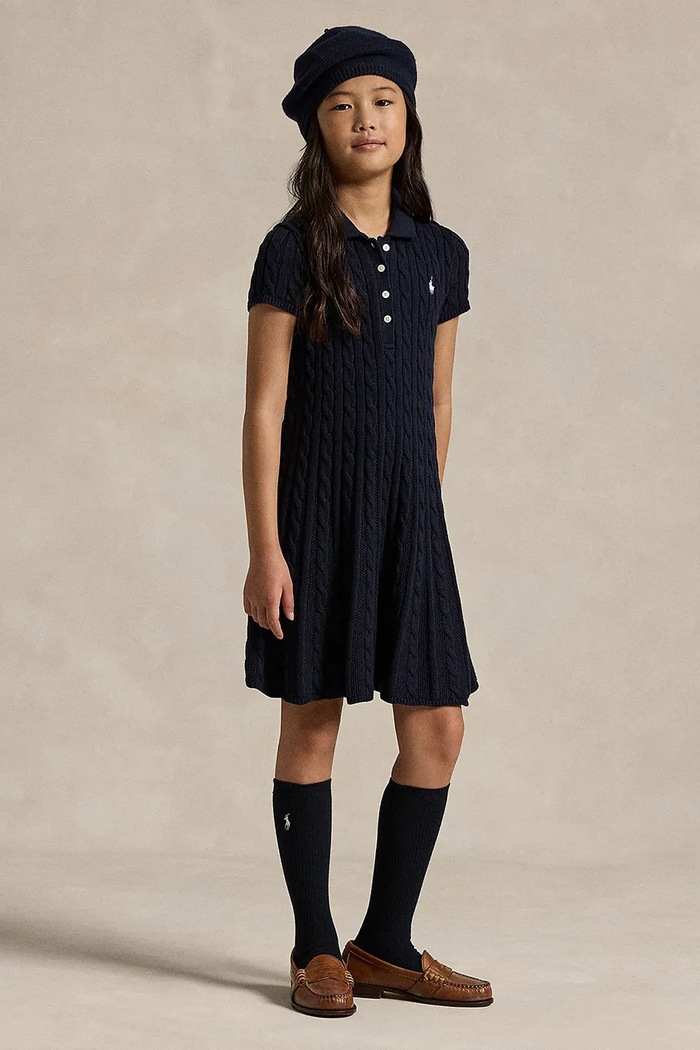 Παιδικό φόρεμα Polo Ralph Lauren βαμβάκι σκούρο μπλε 313916526001