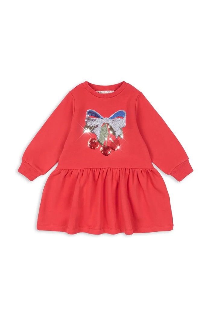 Konges Sløjd rochie LOU SEQUIN SWEAT DRESS OCS mini rosu KS103864.9BYA