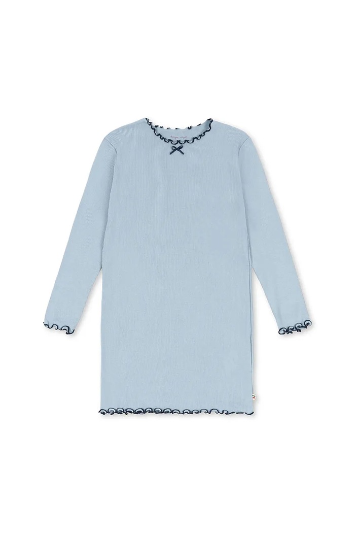 Konges Sløjd sukienka RIVI RIB DRESS OCS dzianina niebieski KS104073.9BYA