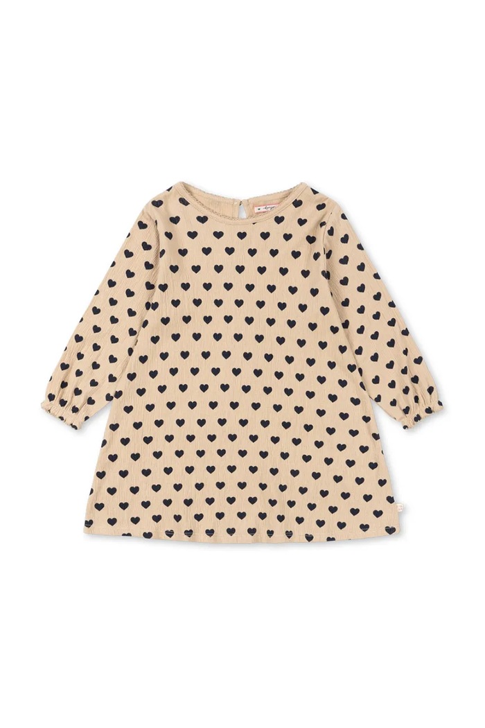 Konges Sløjd rochie de bumbac pentru copii CHLEO DRESS GOTS mini bej KS103751.9BYA