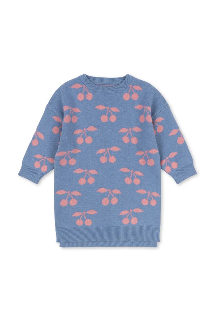 Konges Sløjd sukienka bawełniana dziecięca LAPIS KNIT DRESS GOTS wzorzyste fioletowy KS103854.9BYA