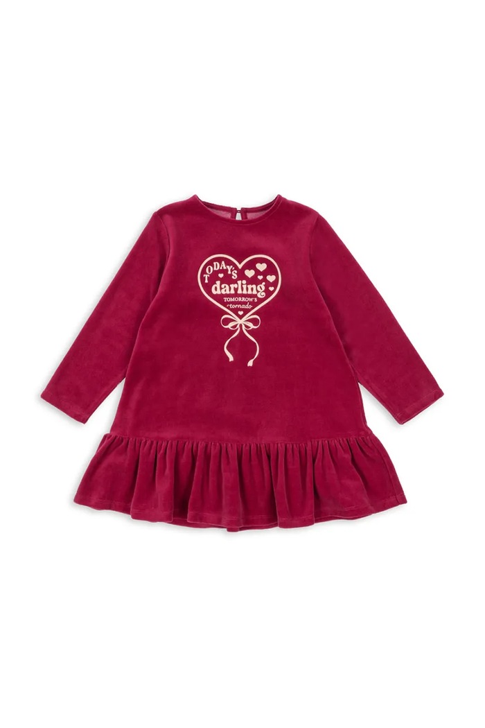 Konges Sløjd rochie fete VELOU DRESS GOTS mini burgundia KS104029.9BYA