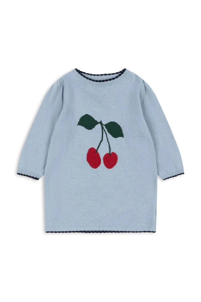 Konges Sløjd sukienka dziecięca z dodatkiem wełny ALEXA KNIT DRESS KS101390.9BYA niebieski AW25