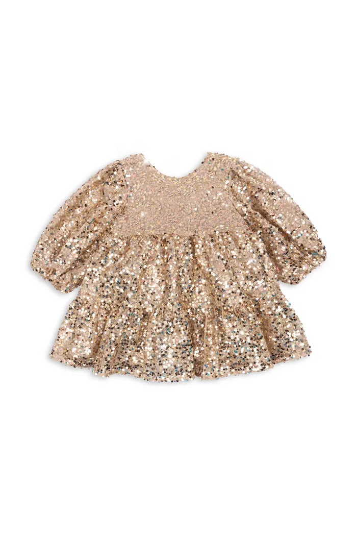 Konges Sløjd sukienka dziecięca LILA SEQUINS BOW DRESS KS103858.9BYA złoty AW25