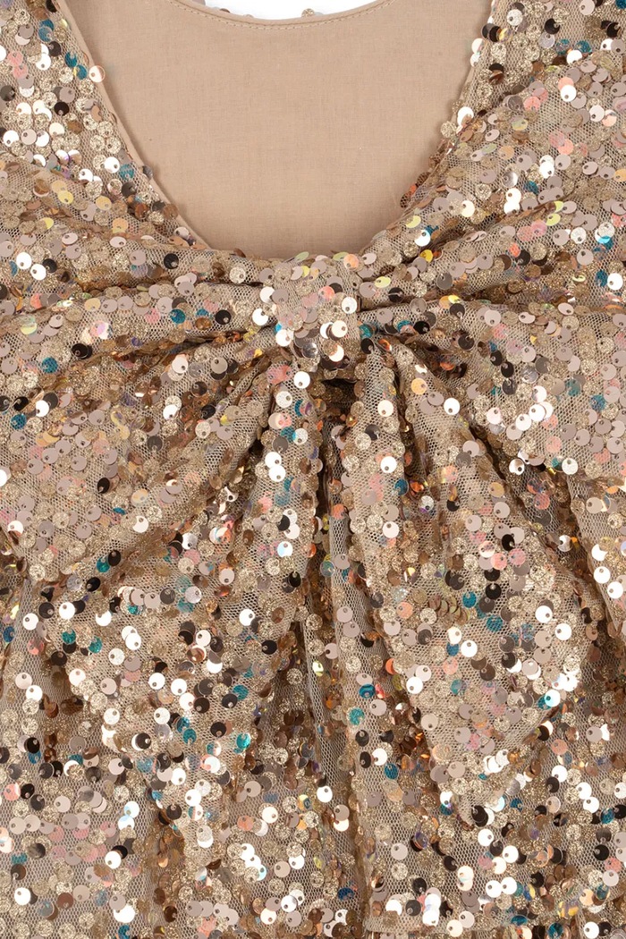 Konges Sløjd sukienka dziecięca LILA SEQUINS BOW DRESS złoty KS103858.9BYA