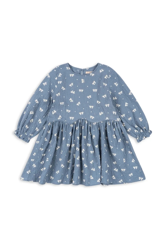 Konges Sløjd sukienka dziecięca VIDA DRESS GOTS rozkloszowany niebieski KS104033.9BYA