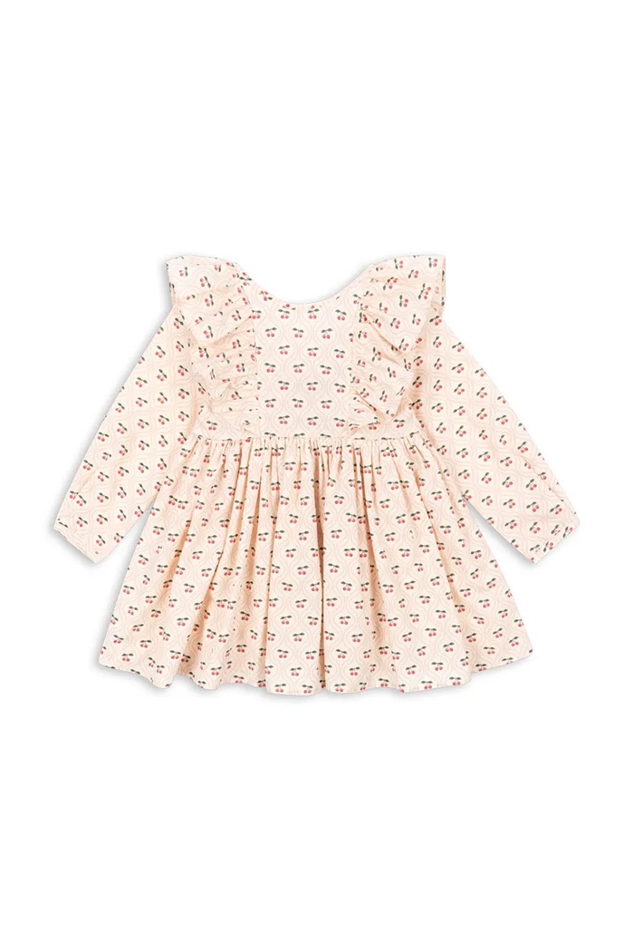 Konges Sløjd sukienka bawełniana dziecięca CIANNA LS BOW DRESS GOTS KS103755.9BYA beżowy AW25