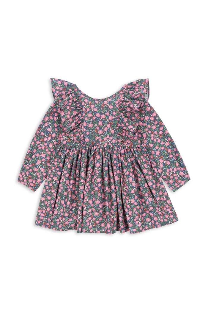 Παιδικό βαμβακερό φόρεμα Konges Sløjd CIANNA LS BOW DRESS GOTS KS103755.9BYA πολύχρωμο AW25