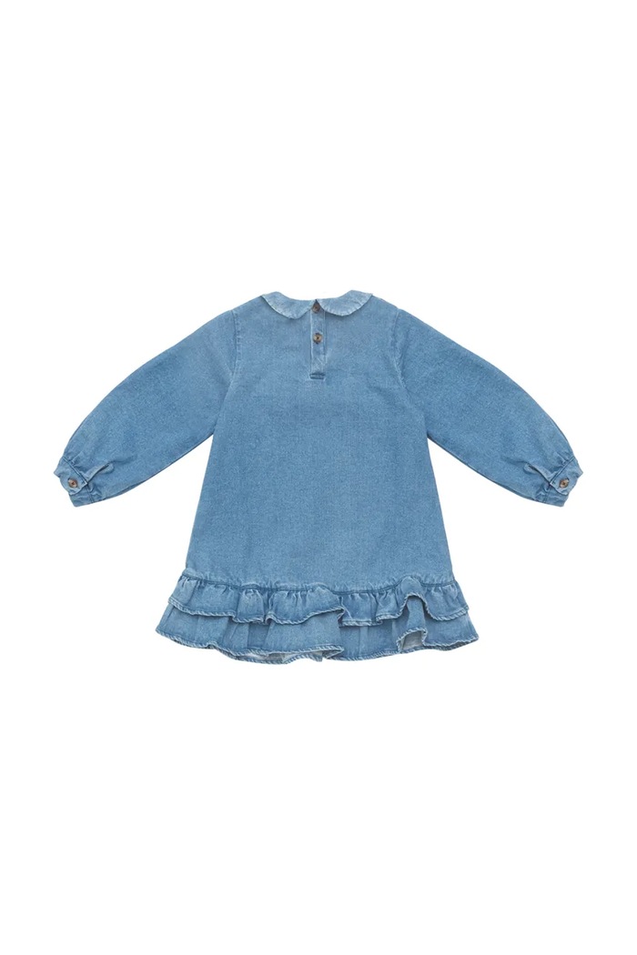 Dziewczynka Donsje sukienka dziecięca z bawełną Luus Dress 4108010 niebieski