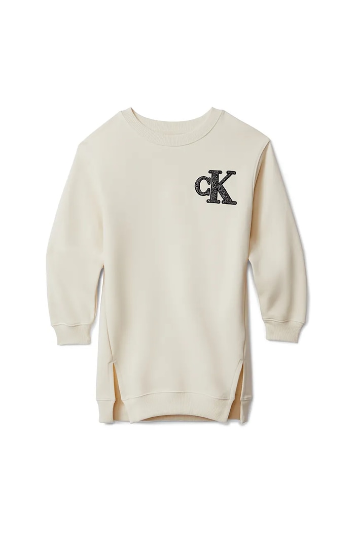 Dievčenské šaty Calvin Klein Jeans IG0IG03009.9BYA béžová AW25