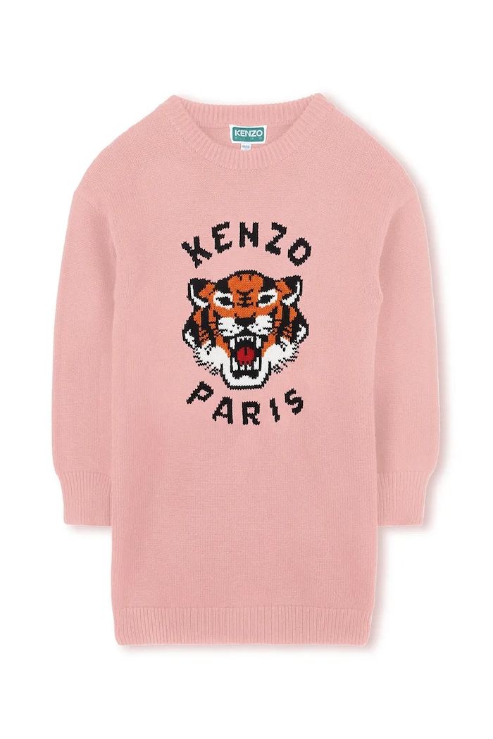 Dětské šaty s příměsí vlny Kenzo Kids mini růžová K61356.86.108