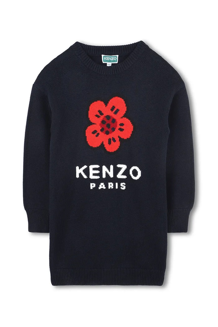 Παιδικό φόρεμα από μαλλί Kenzo Kids εμπριμέ σκούρο μπλε K61356.86.108