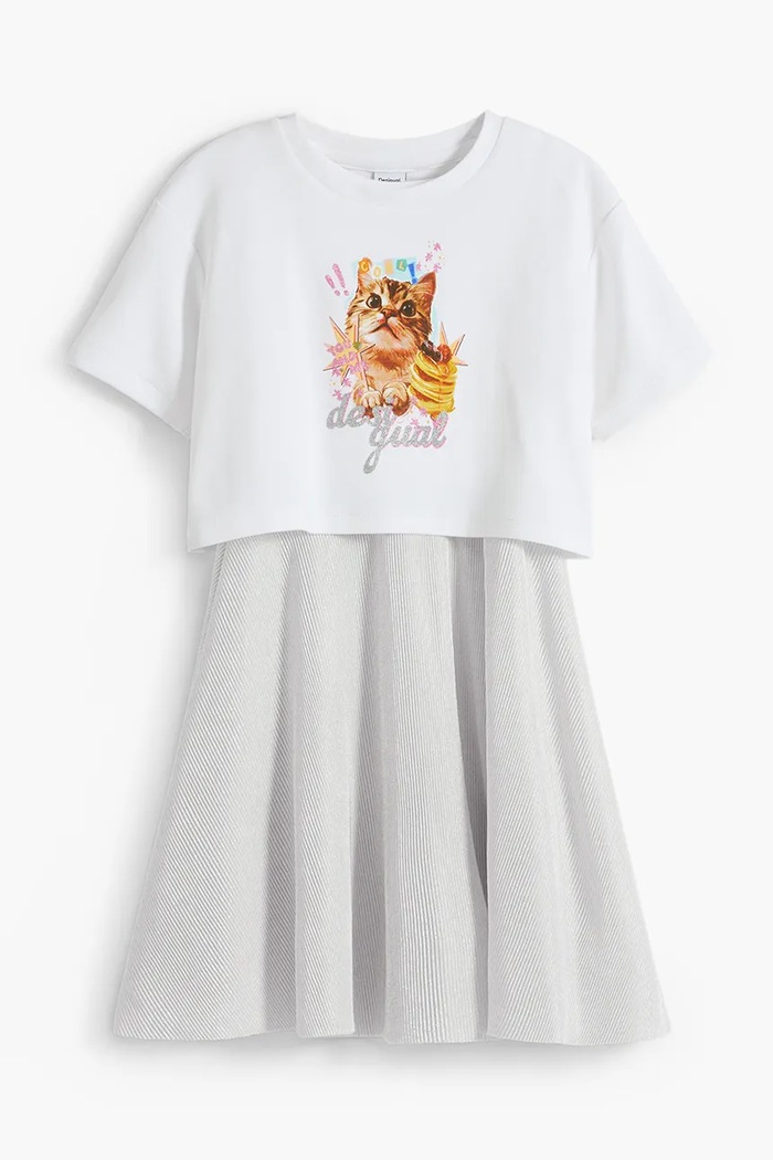 Desigual sukienka dziecięca midi biały 25WGVK11