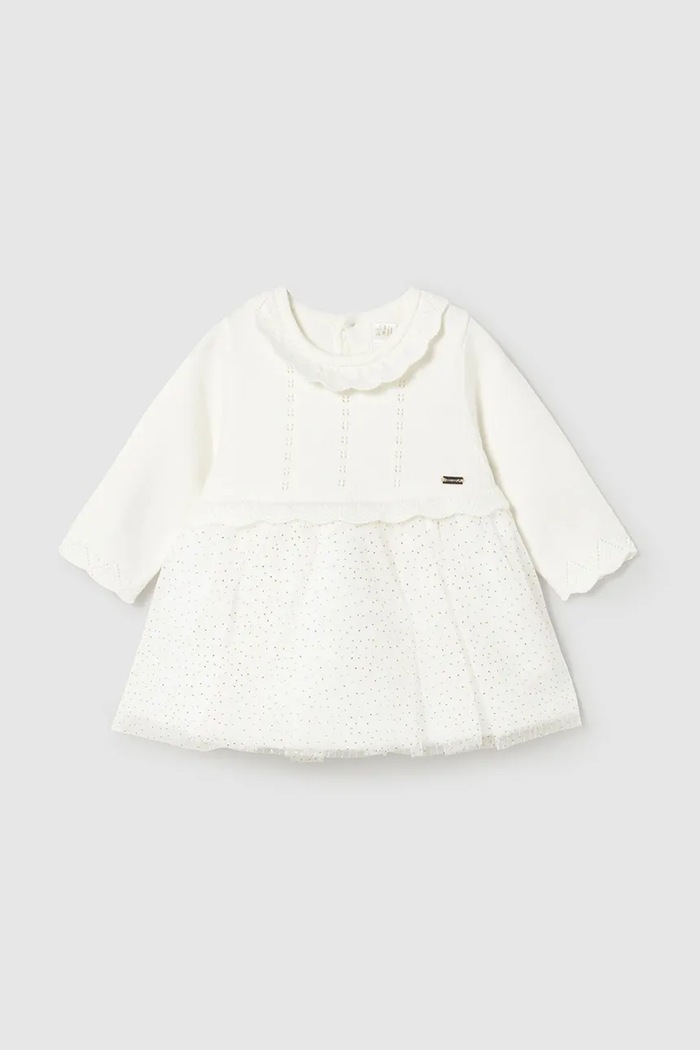 Mayoral Newborn rochie bebe cu guler bej 2815.2J.Newborn.9BYA