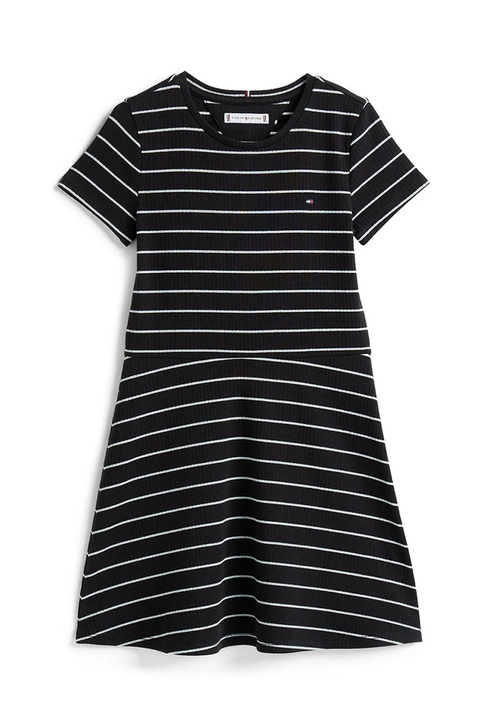 Βαμβακερό παιδικό φόρεμα Tommy Hilfiger KG0KG08792.128.176.9BYA μαύρο AW25