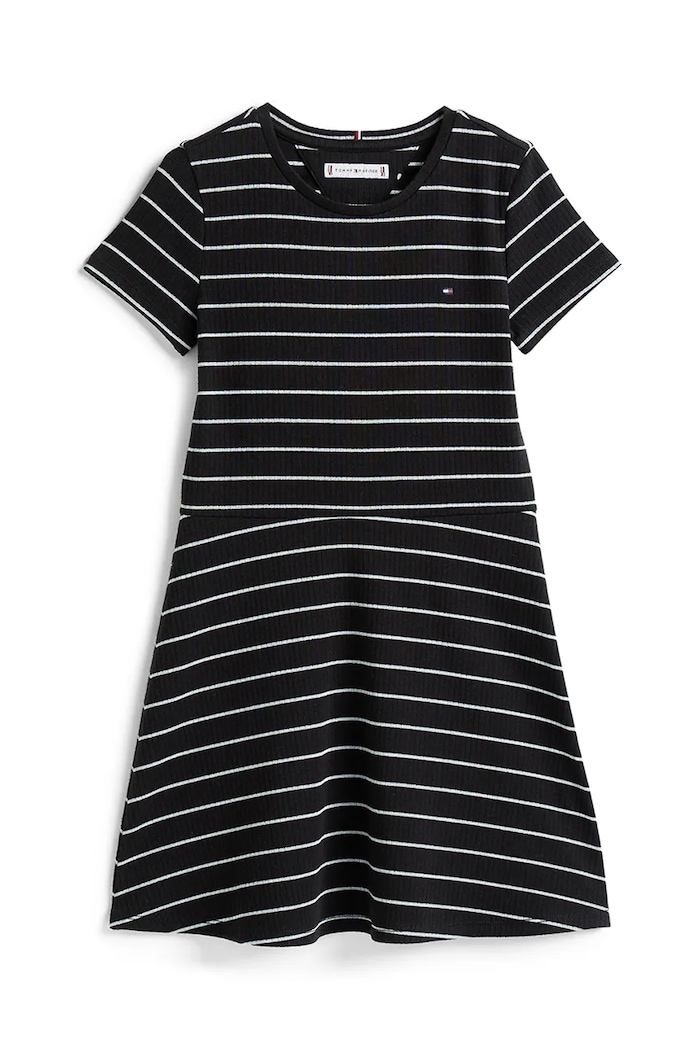 Βαμβακερό παιδικό φόρεμα Tommy Hilfiger KG0KG08792.128.176.9BYA μαύρο AW25