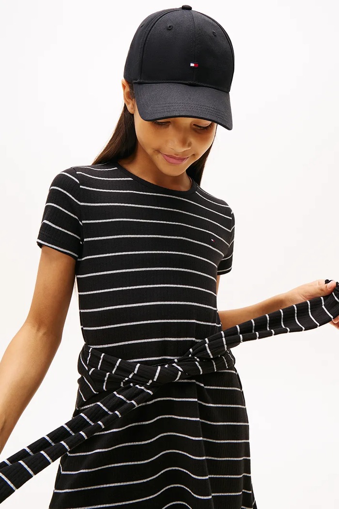 Κοριτσίστικα Βαμβακερό παιδικό φόρεμα Tommy Hilfiger KG0KG08792.128.176.9BYA μαύρο