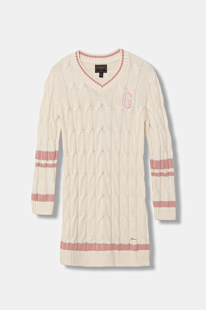 Guess sukienka z domieszką wełny dziecięca szpic beżowy J5BK18.Z37L1.9BYA