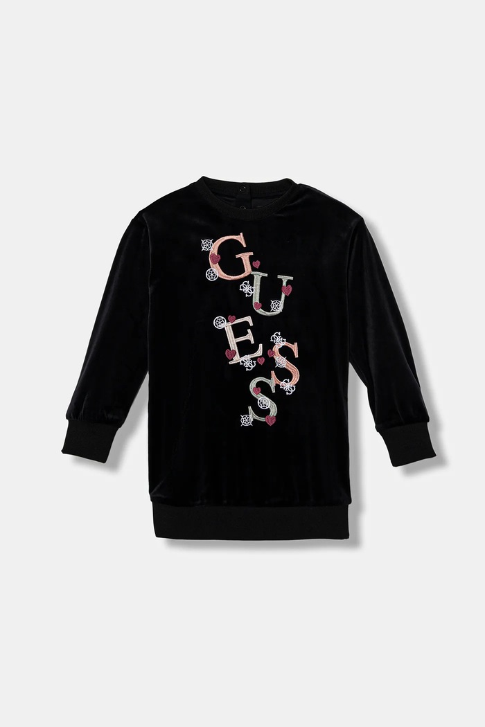 Dievčenské šaty Guess nášivka čierna K5BK14.K0232.9BYA