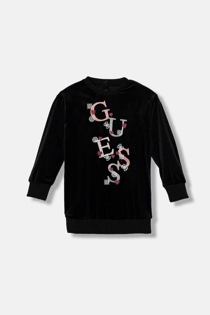 Dievčenské šaty Guess nášivka čierna K5BK14.K0232.9BYA