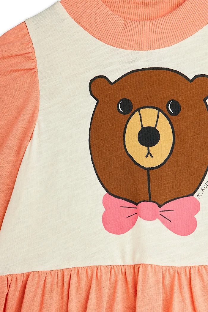 Детска памучна рокля Mini Rodini Bear оранжев 25750121