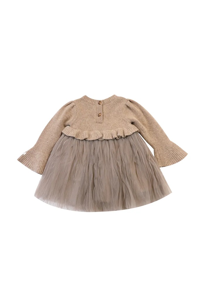 Dziewczynka Donsje sukienka dziecięca z dodatkiem wełny Paulien Dress 4103200.98.140 beżowy