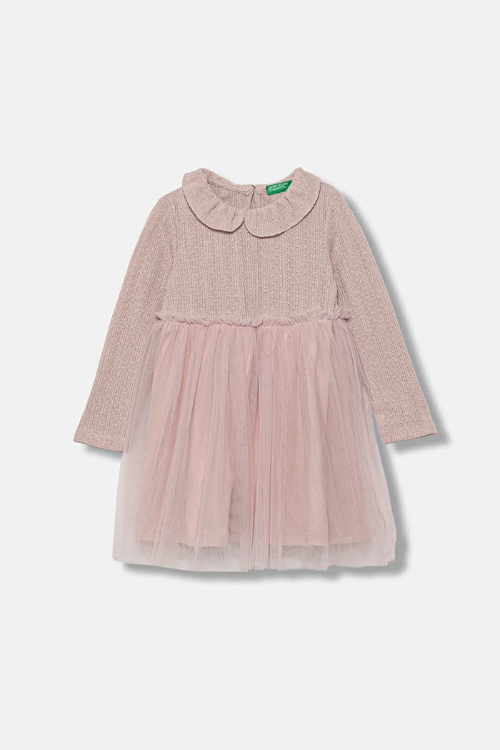 Παιδικό φόρεμα United Colors of Benetton μακρύ ροζ 4JACGV02J.P.seasonal